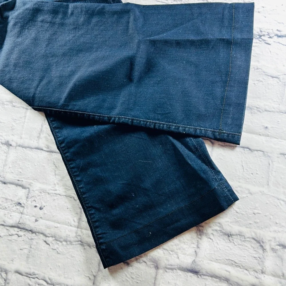 7 For All Mankind Dojo Dark Wash Wide Leg Trouser Jeans Embroidered 7 Size 27